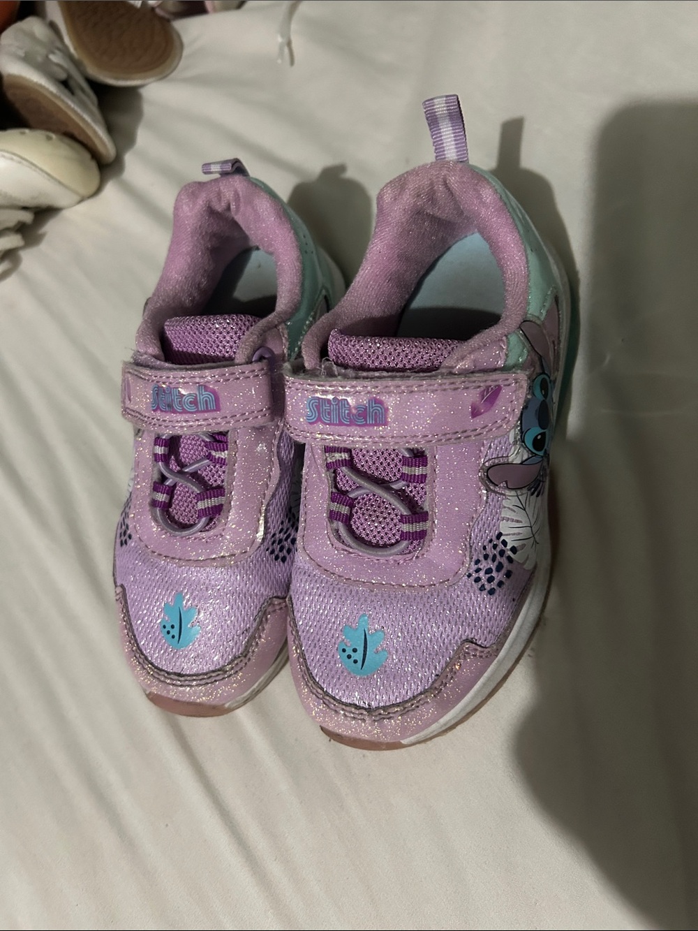 Disney Kids' Sparkle Purple Stitch Sneakers